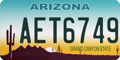 AZ license plate AET6749