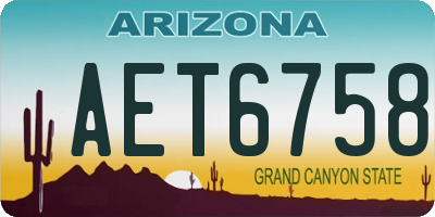 AZ license plate AET6758