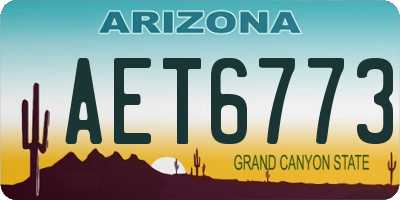 AZ license plate AET6773