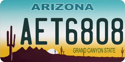 AZ license plate AET6808