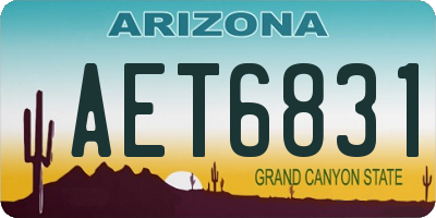 AZ license plate AET6831