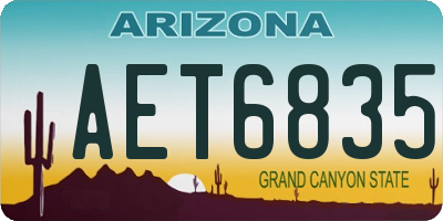 AZ license plate AET6835