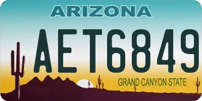 AZ license plate AET6849