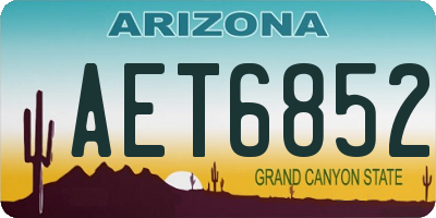 AZ license plate AET6852