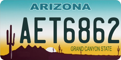 AZ license plate AET6862
