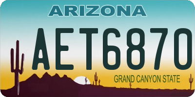 AZ license plate AET6870