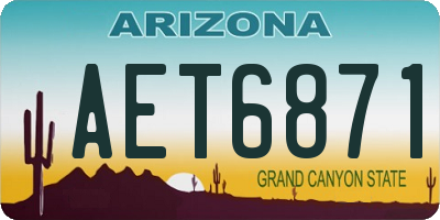 AZ license plate AET6871