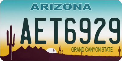 AZ license plate AET6929