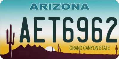 AZ license plate AET6962