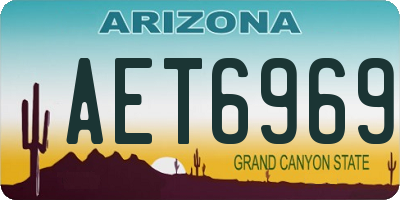 AZ license plate AET6969