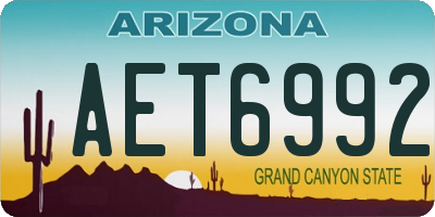 AZ license plate AET6992