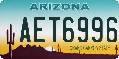 AZ license plate AET6996