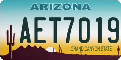 AZ license plate AET7019
