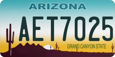 AZ license plate AET7025