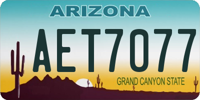 AZ license plate AET7077