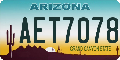 AZ license plate AET7078