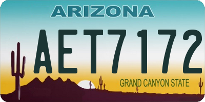 AZ license plate AET7172