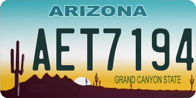 AZ license plate AET7194