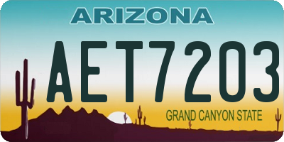 AZ license plate AET7203