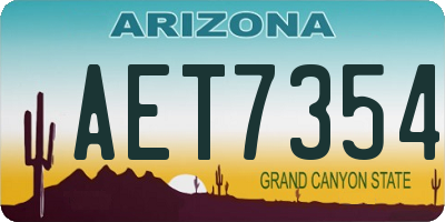 AZ license plate AET7354