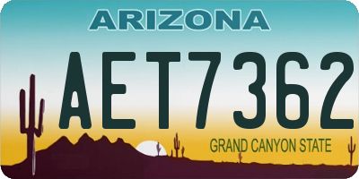 AZ license plate AET7362