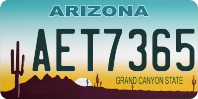 AZ license plate AET7365