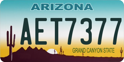 AZ license plate AET7377