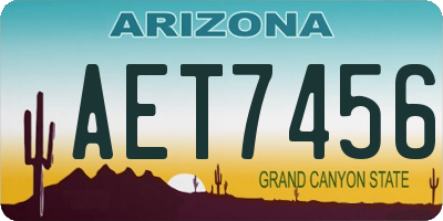 AZ license plate AET7456