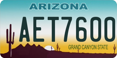 AZ license plate AET7600