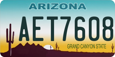 AZ license plate AET7608
