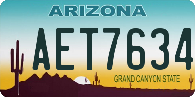 AZ license plate AET7634