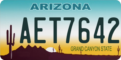 AZ license plate AET7642
