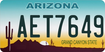 AZ license plate AET7649