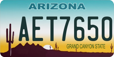 AZ license plate AET7650
