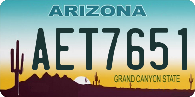 AZ license plate AET7651