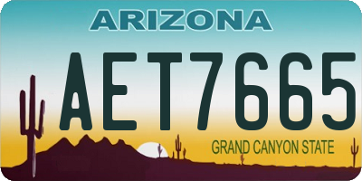 AZ license plate AET7665