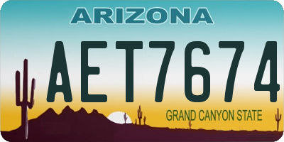 AZ license plate AET7674
