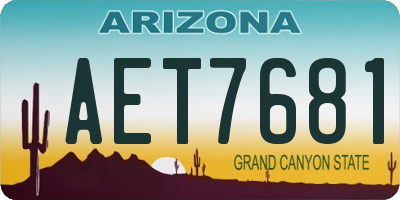 AZ license plate AET7681