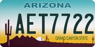 AZ license plate AET7722