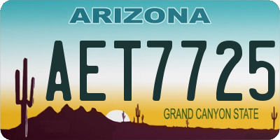 AZ license plate AET7725