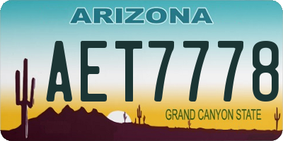 AZ license plate AET7778