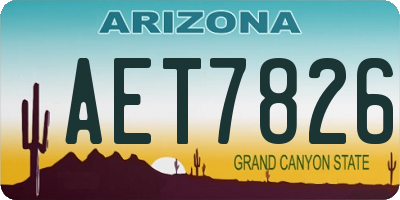 AZ license plate AET7826