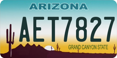 AZ license plate AET7827