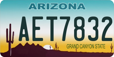 AZ license plate AET7832