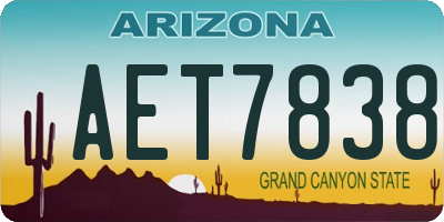 AZ license plate AET7838