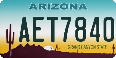 AZ license plate AET7840