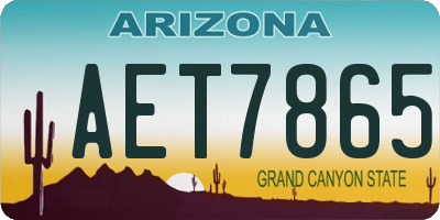 AZ license plate AET7865