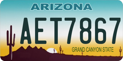 AZ license plate AET7867