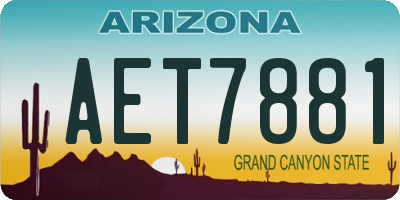 AZ license plate AET7881