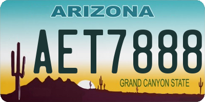 AZ license plate AET7888